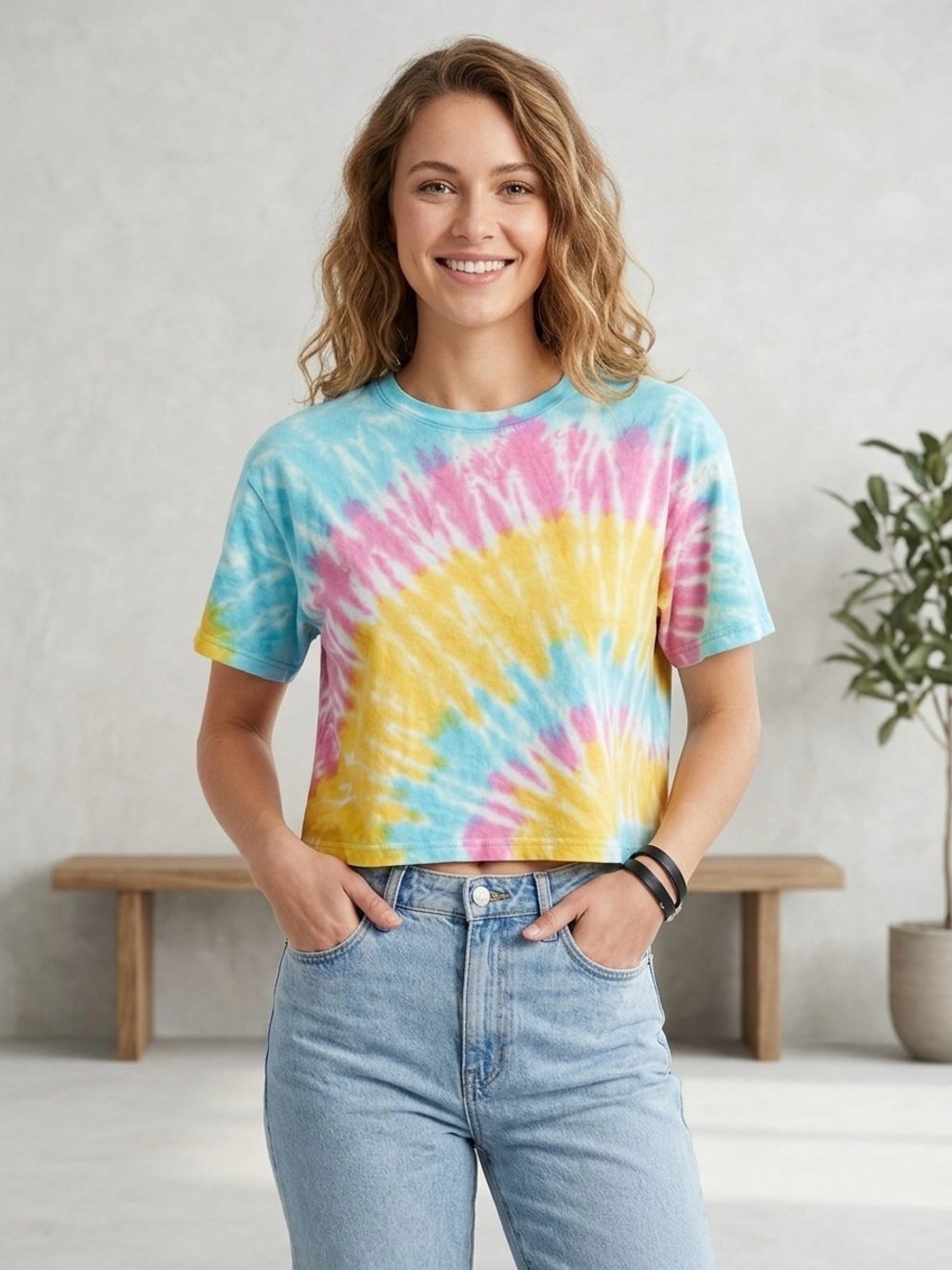 Forever 21 Tie-Dye Tee in Pink & Teal